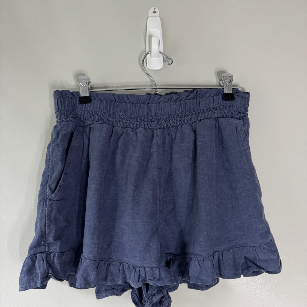 Aerie High Waist Blue Ruffle Hem Shorts